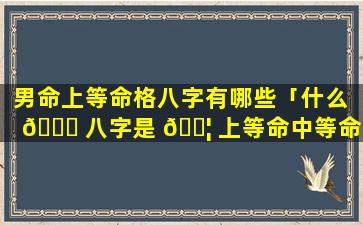 男命上等命格八字有哪些「什么 💐 八字是 🐦 上等命中等命下等命」